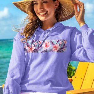 Long-Sleeve Tehani Band Lavender Lightweight Pullover